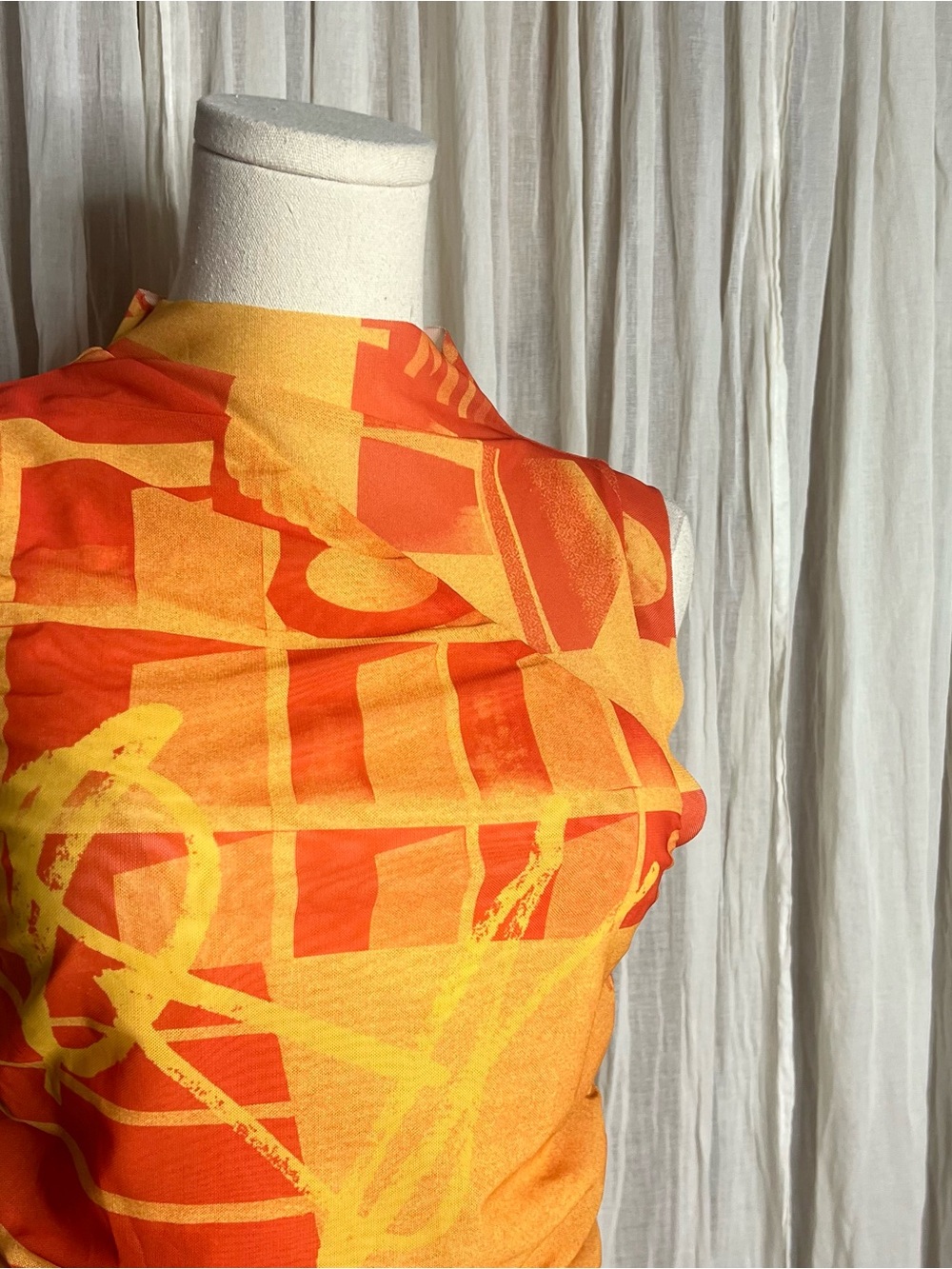 REVOLVE Miaou Orange Sofia Mesh Ruched Midi Dress - Picture 3 of 6